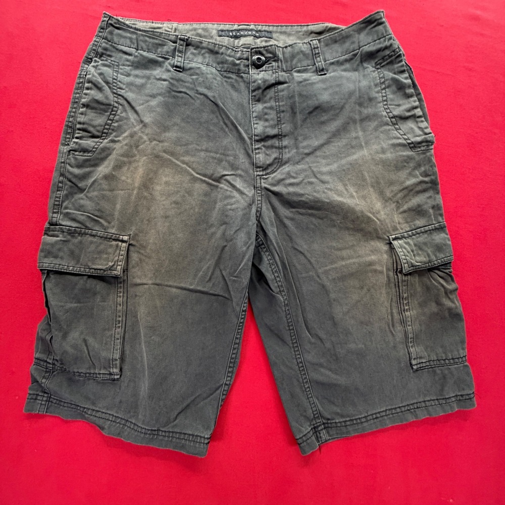 Sean John‎ Mens Vintage Y2K Cargo Shorts Gray Faded Cotton Utility Size 34